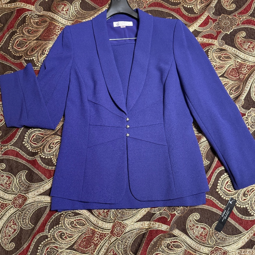 Tahari ASL Amazing Skirt Suit Size 10 (NEW) French Purple